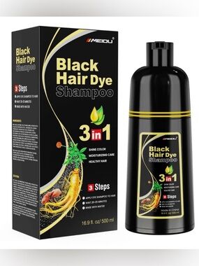 NIB Meidu Black Hair Dye Shampoo 3-in-1 - Black